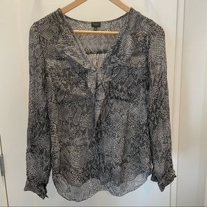 Aritzia T. Babaton Finley snakeskin silk blouse